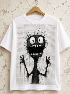 Carismatisort Komik Canavar Baskılı Bay Bayan Erkek Kadın Unisex Tişört Tshirt