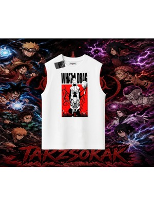 Tarzsokak Shikamaru Nara Naruto Anime Karakter Oversize Unisex Kolsuz Tişört Beyaz