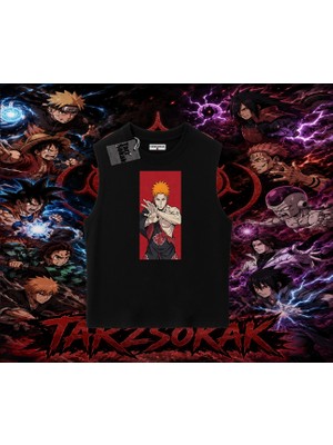 Tarzsokak Pain Nagato Naruto Anime Karakter Oversize Unisex Kolsuz Tişört Beyaz