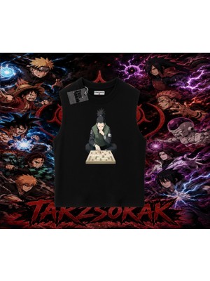 Tarzsokak Shikamaru Nara Naruto Anime Karakter Oversize Unisex Kolsuz Tişört Beyaz