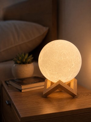 sbodurhome Dekoratif 3D Ay Işığı Masa Lambası Hediyelik Atmosfer Aydınlatması