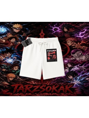 Tarzsokak Kakashi Hatake Naruto Anime Karakteri Unisex Şort Beyaz
