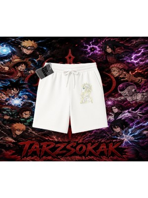 Tarzsokak Minato Namikaze Naruto Anime Karakteri Unisex Şort Beyaz