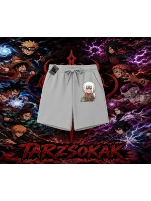 Tarzsokak Jiraiya Naruto Anime Karakteri Unisex Şort Beyaz