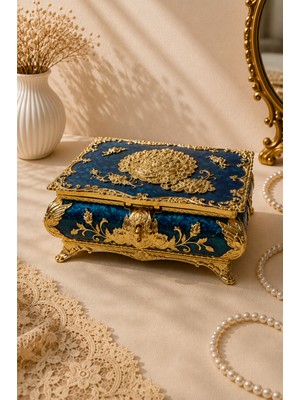 Rasha Collection Vintage Tavus Kuşu Altın Renk Takı Kutusu