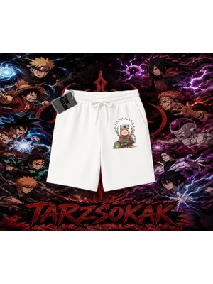 Tarzsokak Jiraiya Naruto Anime Karakteri Unisex Şort Beyaz
