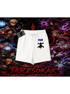 Tarzsokak Pain Nagato Naruto Anime Karakter Unisex Şort Beyaz
