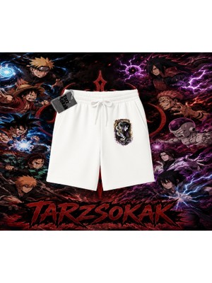 Tarzsokak Orochimaru Naruto Anime Karakter Unisex Şort Beyaz