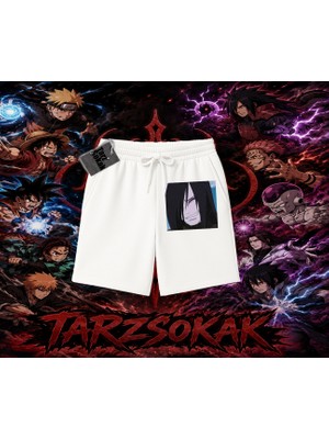 Tarzsokak Orochimaru Naruto Anime Karakter Unisex Şort Beyaz