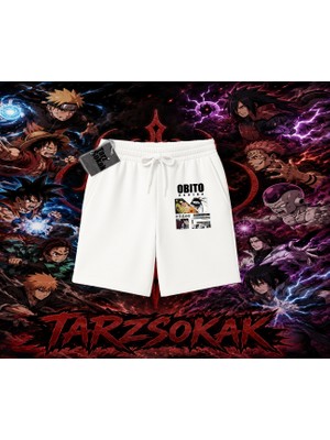Tarzsokak Obito Uchiha Naruto Anime Karakteri Unisex Şort Beyaz