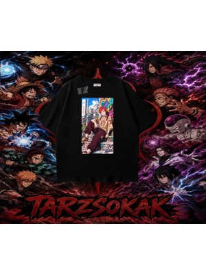 Tarzsokak Gaara Naruto Anime Karakteri Oversize Unisex Tişört Beyaz