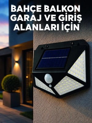 İlk El Grup Solar LED Bahçe Aydınlatma Lambası 3 Işık Modlu Sensörlü Duvar Tipi Dış Mekan