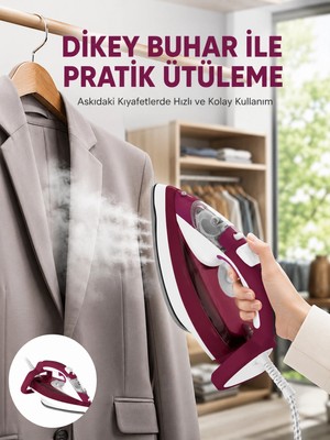 İlk El Grup Yeni Nesil Kırmızı Buharlı Ütü 2200 Watt Seramik Tabanlı Yüksek Buhar Gücü