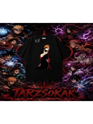 Tarzsokak Pain Nagato Naruto Anime Karakter Oversize Unisex Tişört Beyaz