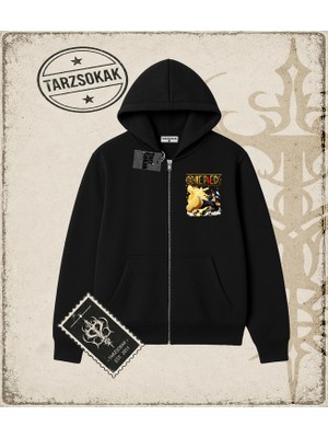 Tarzsokak One Piece Anime Karakterleri  Oversize Unisex Hırka & Çeket Fermuarlı Sweatshirt Beyaz
