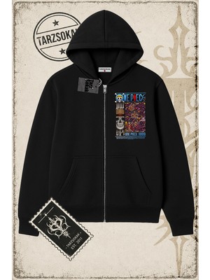 Tarzsokak One Piece Anime Karakterleri  Oversize Unisex Hırka & Çeket Fermuarlı Sweatshirt Beyaz