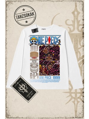 Tarzsokak One Piece Anime Karakterleri  Biskilet Yaka  Long Sleeve Beyaz