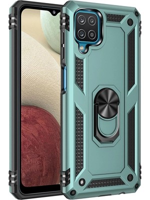 Magicool Samsung Galaxy A22 Kılıf Sofya Yüzüklü Silikon Kapak - Yeşil