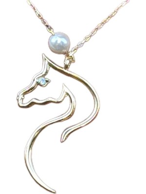 Delixa Fasek Gold Gümüş Kolye At Desenli, Tek Ebat, HNKYUZ2440, Sarı, Kadın