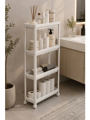 Kai Home 4 Katlı Raf Ünitesi Beyaz Banyo Mutfak Düzenleyici Organizer Raf