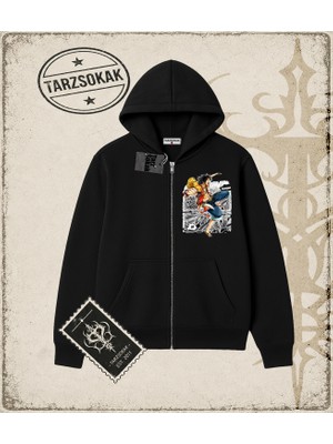Tarzsokak One Piece Anime Karakterleri  Oversize Unisex Hırka & Çeket Fermuarlı Sweatshirt Beyaz
