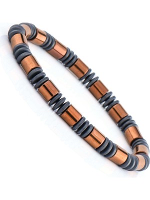 Delixa Bronz ve Gri Hematit Doğal Taş Bileklik - TAŞ0219