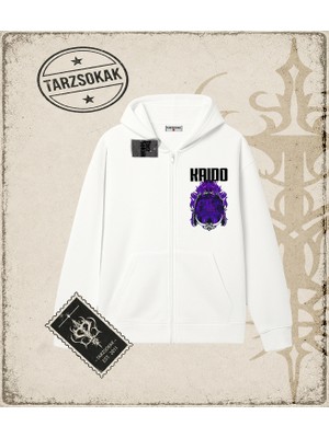 Tarzsokak One Piece Anime Karakterleri  Oversize Unisex Hırka & Çeket Fermuarlı Sweatshirt Beyaz