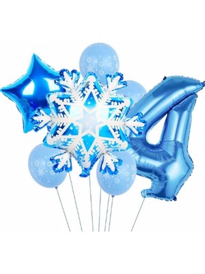 Delixa Frozen Kar Tanesi Snowflake Temalı 4 Yaş Balon Seti Doğum Günü Dekorasyonu Pskısmbbs