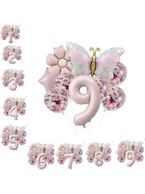 Delixa Gold Kelebek Papatyalı 9 Yaş Folyo Balon Set
