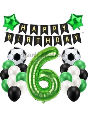 Delixa Futbol Yeşil 6 Yaş Doğum Günü Balon Set Psyslfutbol