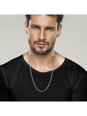 Delixa ® Erkek Çelik Kolye Paslanmaz Gümüş Renk Iç Içe Geçmeli Arnavut Örme Asansör Unisex Kadın Kolye