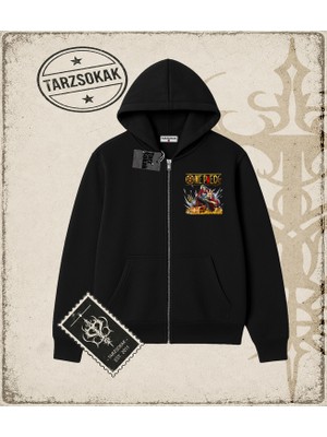 Tarzsokak One Piece Anime Karakterleri  Oversize Unisex Hırka & Çeket Fermuarlı Sweatshirt Beyaz