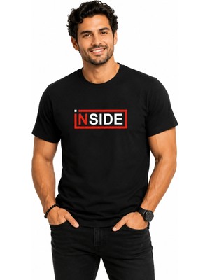 Etifa Tekstil Etifa Inside Premium Unisex Tişört %100 Pamuk Modern Siyah Tişört