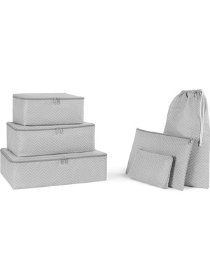 Hepta Collection 6'lı Gri Balıksırtı Bavul Içi Düzenleyici Set