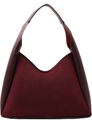 Hepta Collection Bordo Süet SHK19 Suni Deri, Çıtçıtlı, Tek Bölmeli, Fermuarlı Makyaj Çantalı, El, Kol ve Omuz Çantası