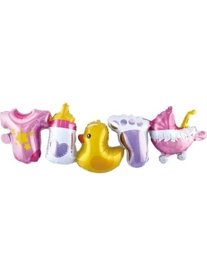 Hepta Collection Tinky Winky Civciv Konsept Folyo Balon - Balon Zinciri Seti - Zincir Balon Konsept Balon Pembe Civci