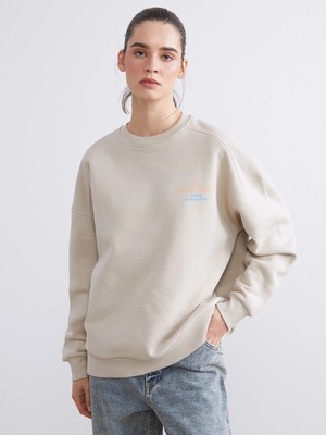 Lc Waikiki Yeni Sezon Baskılı Oversize Kadın Kalın Sweatshirt