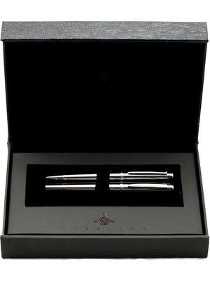 Steelpen World Serisi 2715 Parlak Krom Dolma Kalem+Tükenmez Kalem Seti