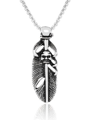 Hepta Collection Kızılderili Kurukafa Tüy Kolye - CSS0041