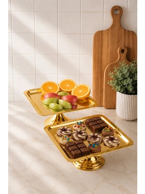 Kai Home Lüx 2'li Kare Tatlı, Ikramlık, Çeyizlik Sunum Servis Standı