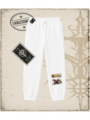 Tarzsokak One Piece Anime Karakterleri  Unisex Jogger Eşofman Altı Beyaz