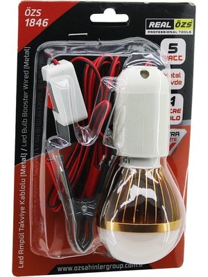Real Özs ÖZS-1846 5W Akü Takviye Kablolu 4mt Beyaz Seyyar LED Lamba Renkli Metal Gövde