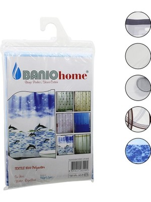 Banio Banıo Lüx Polyester Su Itici Banyo Perdesi 90X200CM Çift Kanat