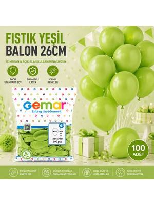 Gemar Gm-90-11 Balon 26CM 10'' 100 Adet Iç Mekan Fıstık Yeşil