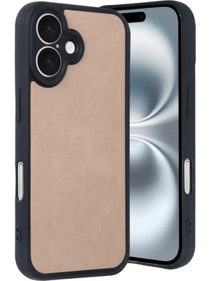 Magicool Iphone 16 Kılıf Aras Deri Kapak - Pudra