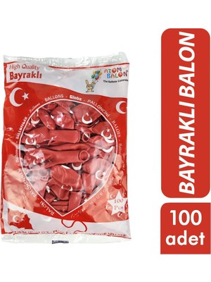 Atom Balon 12inc 100 Adet Bayraklı