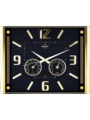 Galaxy Premium 707-A-1 A-2 G-1 Barometreli Kabartma Rakamlı Duvar Saati 41.5X32CM Nem Ölçer Isı