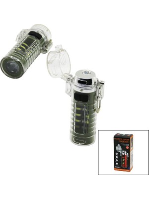 Hasuba HS-232 MX-8811 Cıgarette Lıghter El Feneri Led+Cob LED 5in1 Çakmaklı USB Şarj Su Geçirmez