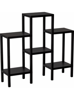 Ombeg OM-0150-1108-0008 ( 6 Raflı ve Siyah ) Modüler Ünite Plastik Düz