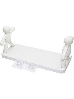 BAYSA-1124 Tutacaklı Plastik Etejer 13.5X33CM Beyaz Etajer Yapışkanlı Rambo Manken